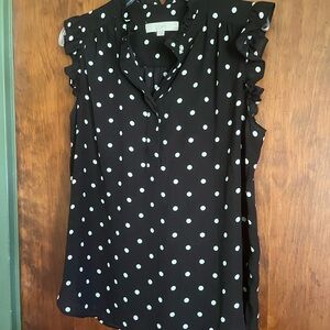 LOFT Black Polka Dot Women's Top, size M.